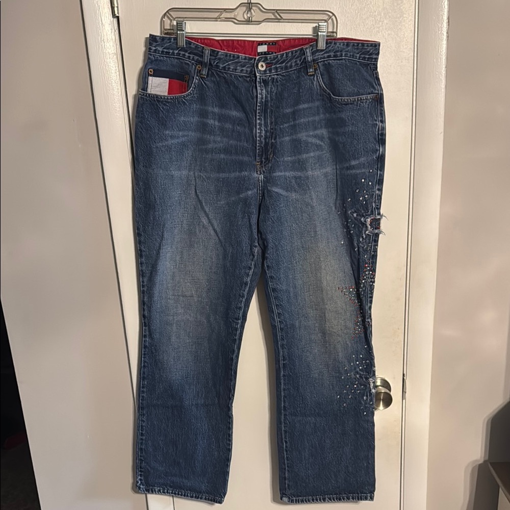Vintage Tommy Hilfiger Blue Jeans with sparkly star Details